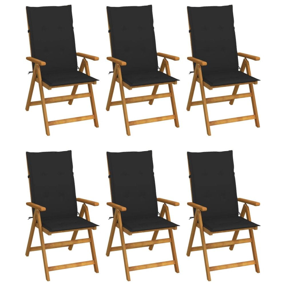 Petromila vidaXL Skladacie záhradné stoličky s podložkami 6 ks akáciový masív